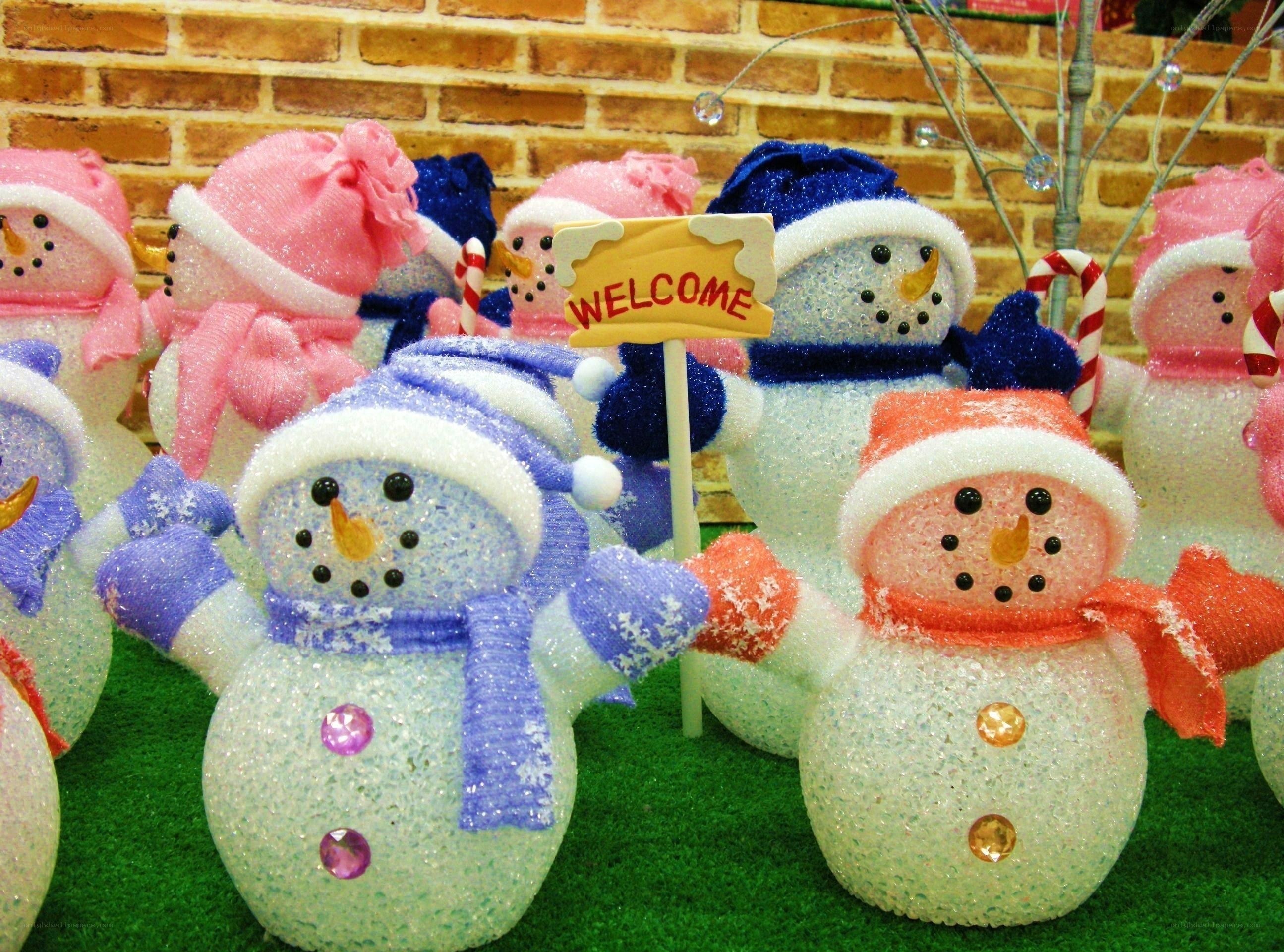 Colorful snowman decorations
