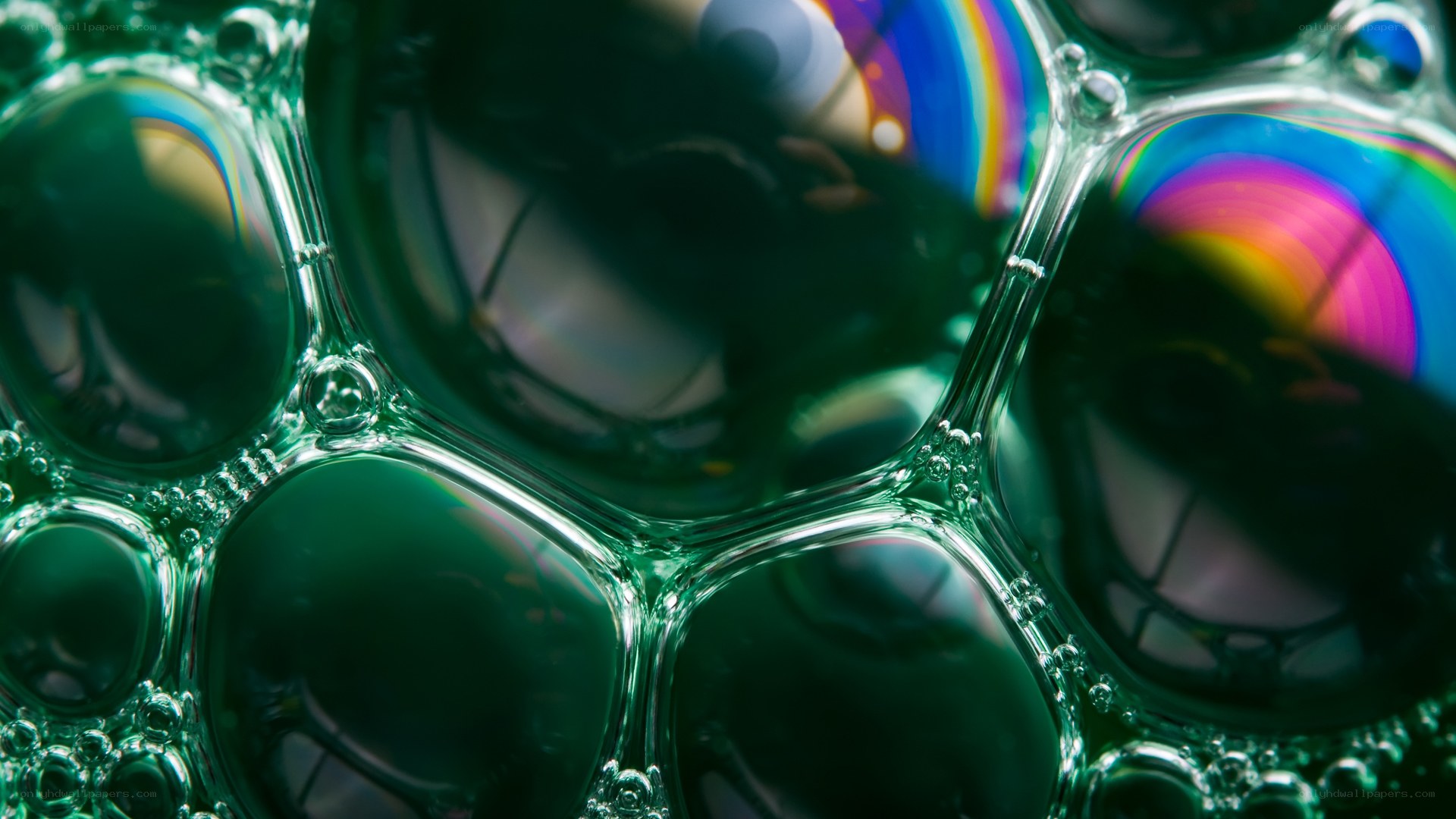 Colorful soap bubbles close-up