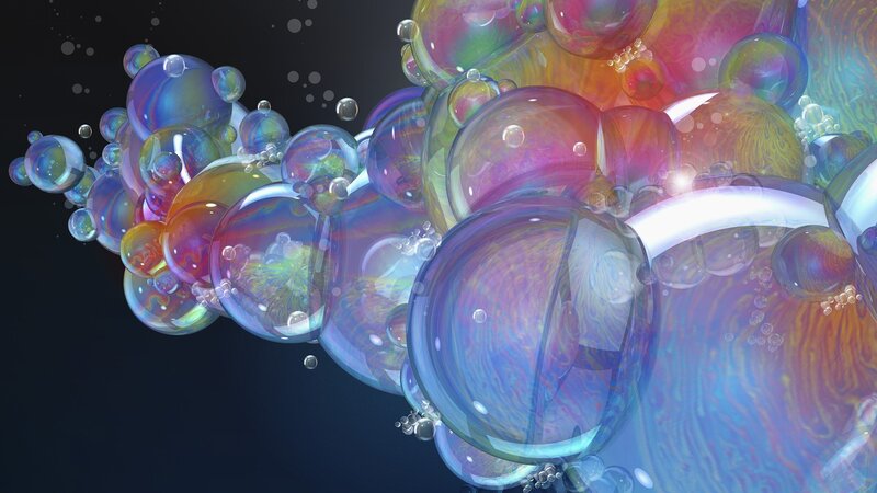 Colorful soap bubbles floating