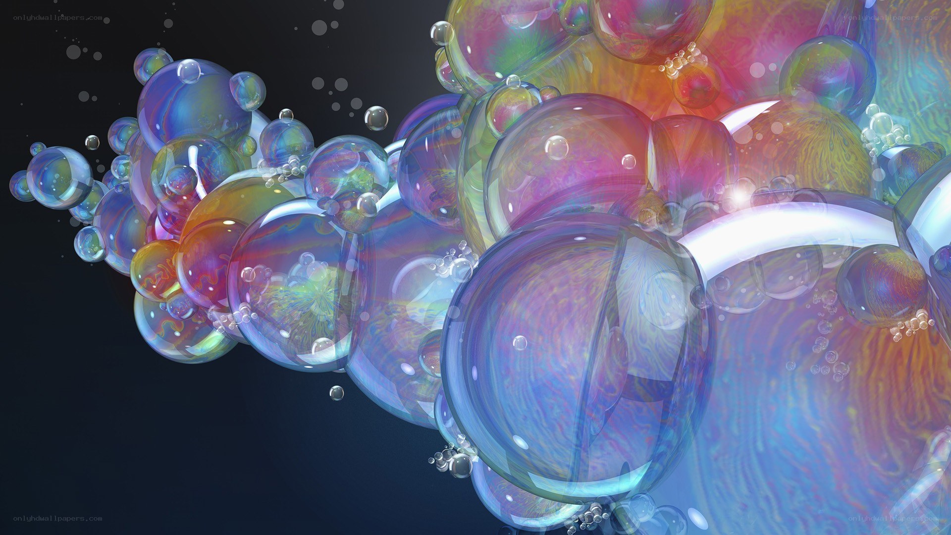 Colorful soap bubbles floating