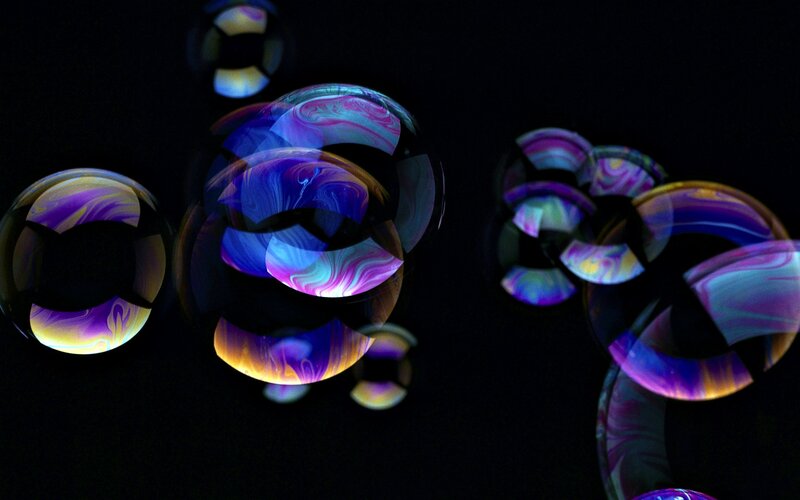 Colorful Soap Bubbles — Purple, Dreamy, Night