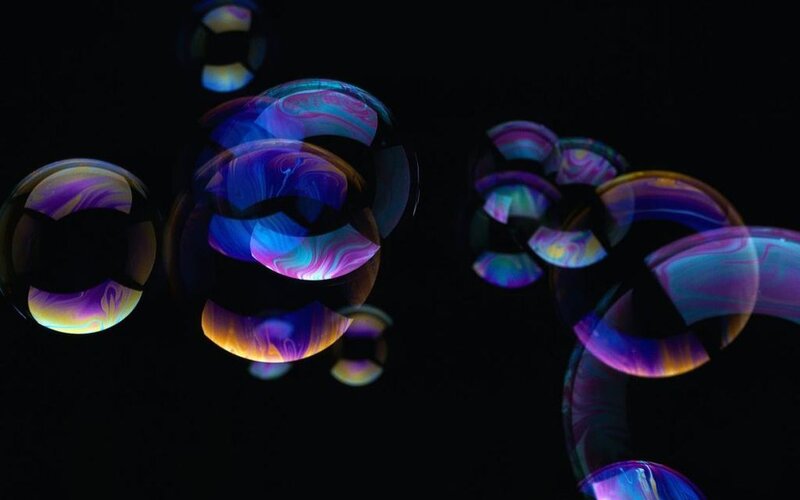Colorful Soap Bubbles — Purple, Dreamy, Photograph