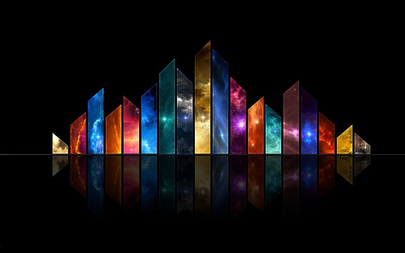 Colorful Sound Bars — Black, Dramatic, Digital Art
