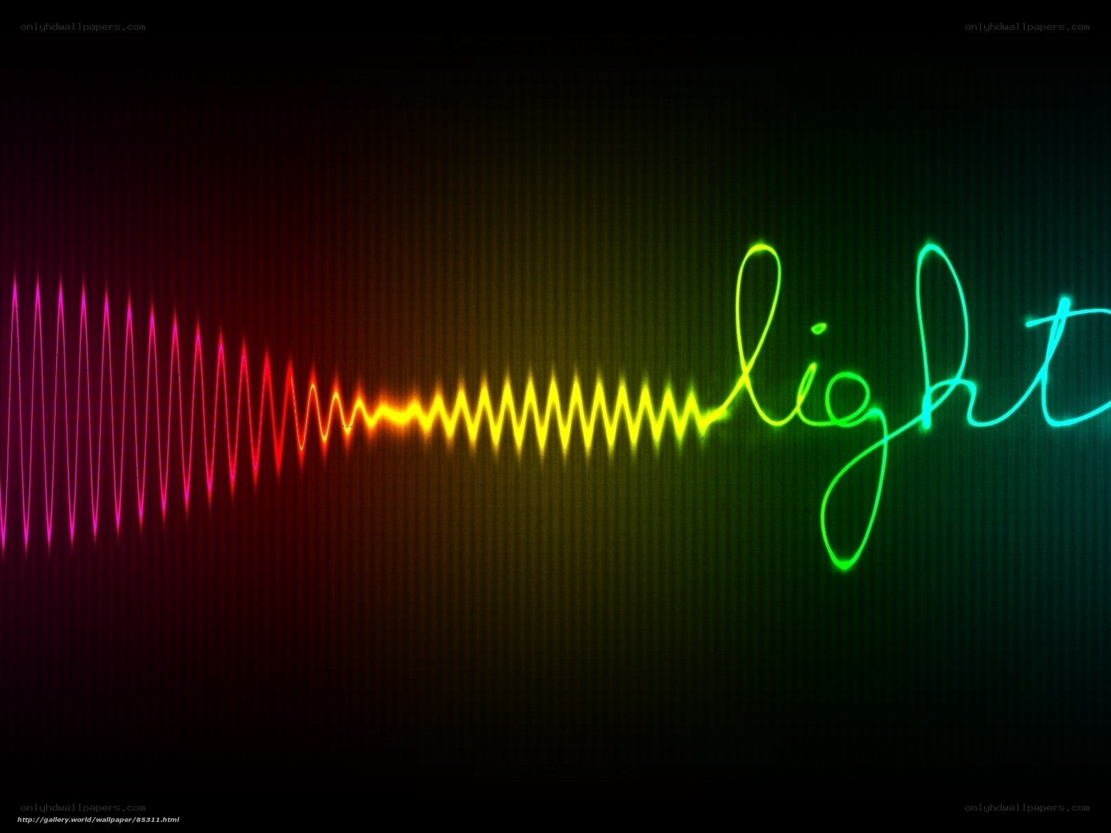Colorful sound wave with light text