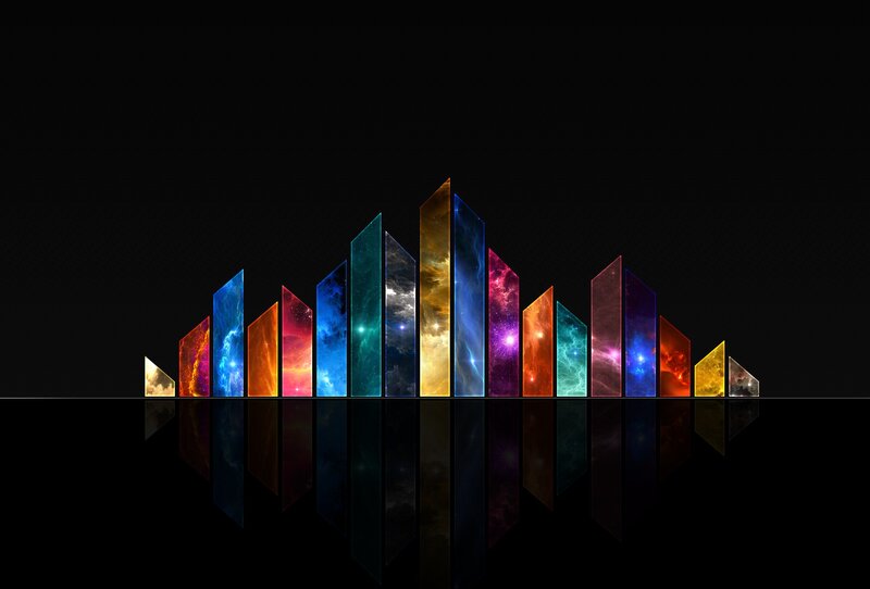 Colorful Sound Waves — Black, Dramatic, Digital Art
