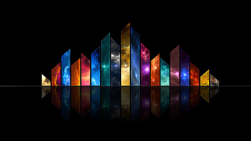 Colorful Sound Waves — Black, Dramatic
