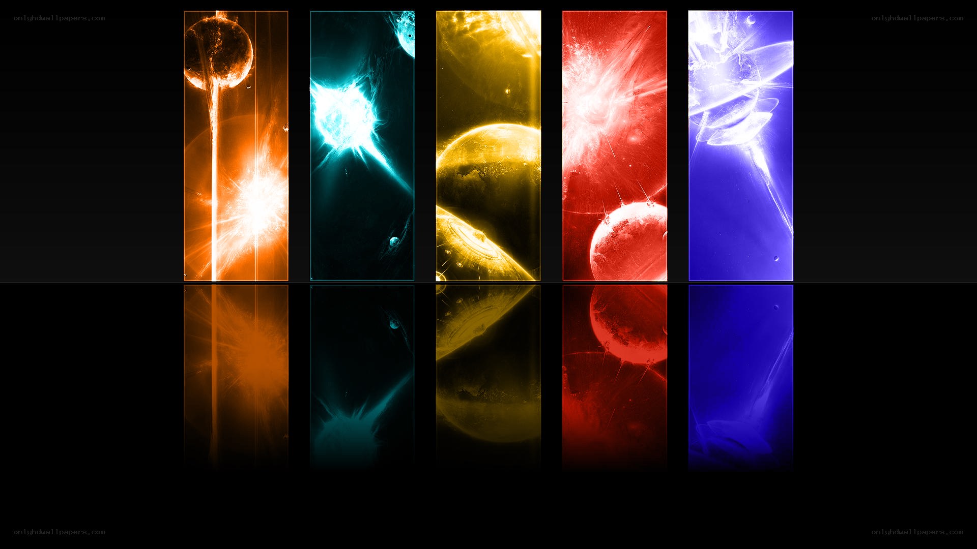 Colorful space art panels