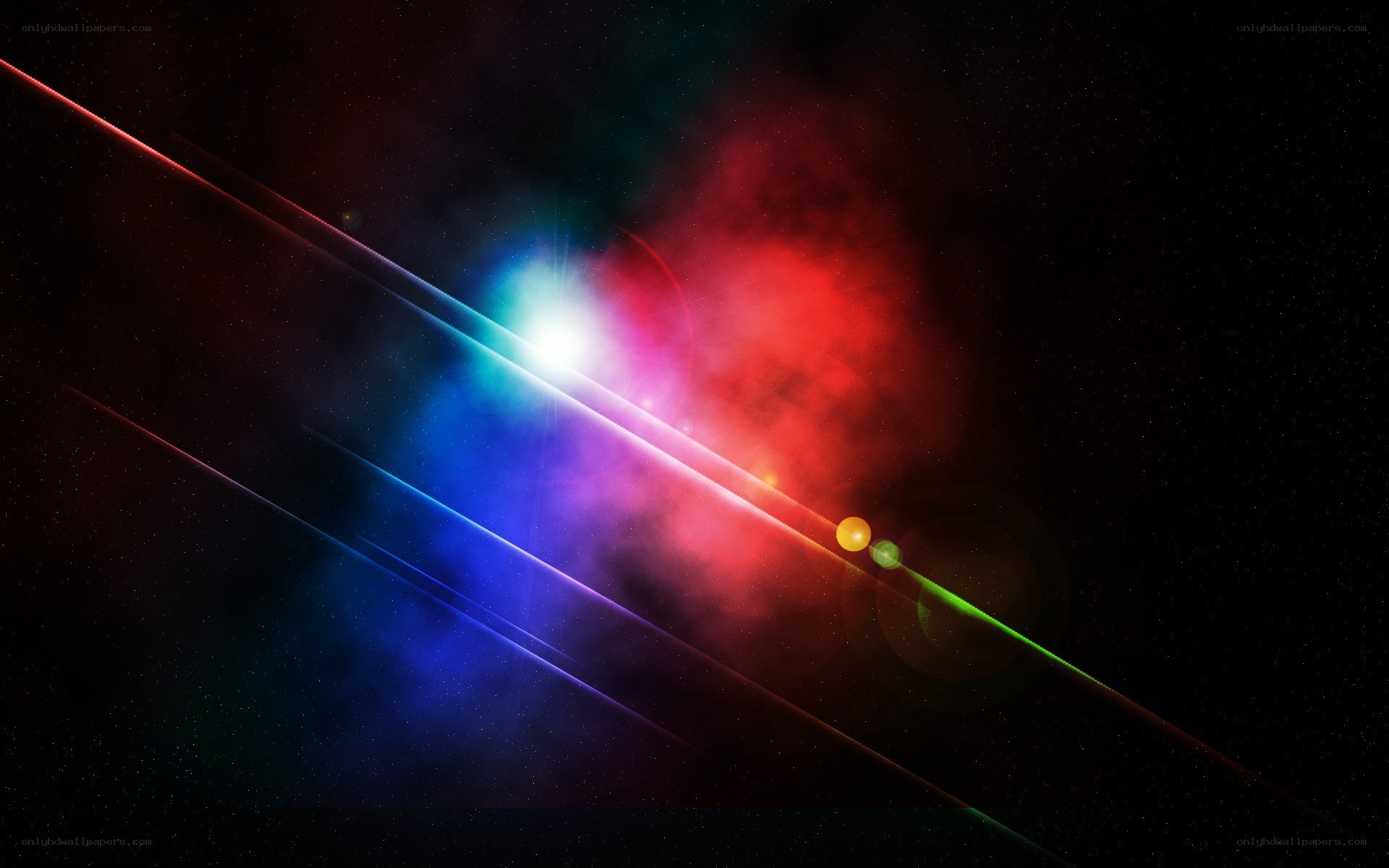 Colorful space light beams