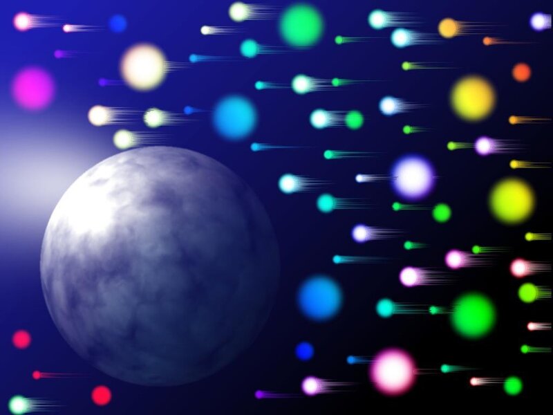 Colorful space particles