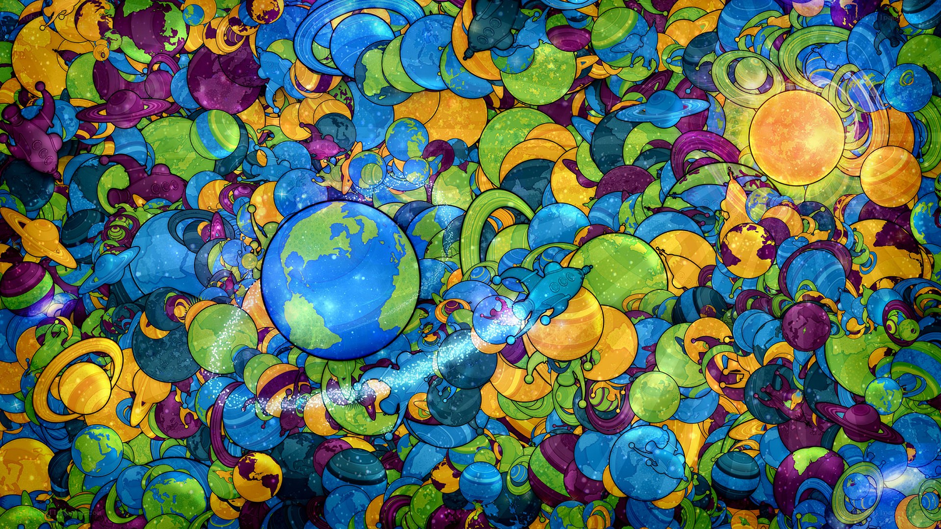 colorful space planet collage