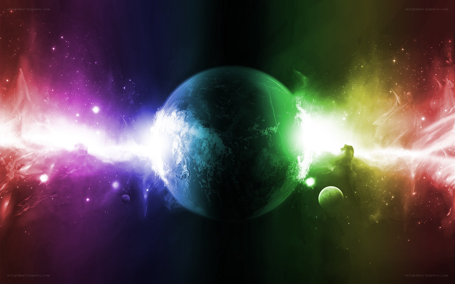colorful space planet scene