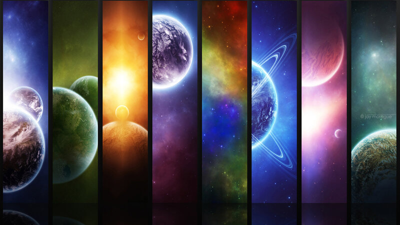 Colorful space planets