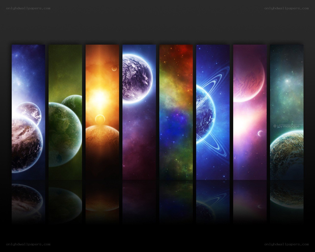 Colorful space planets