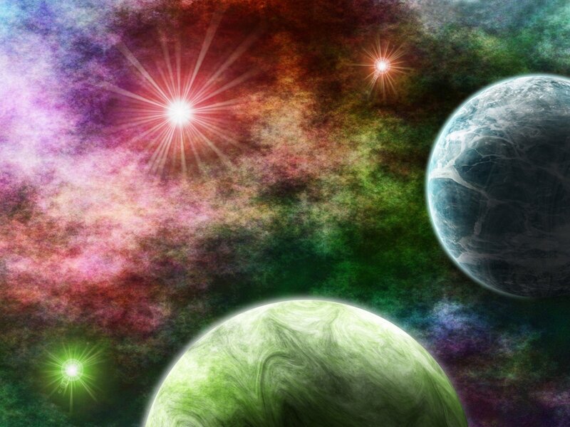 Colorful space planets
