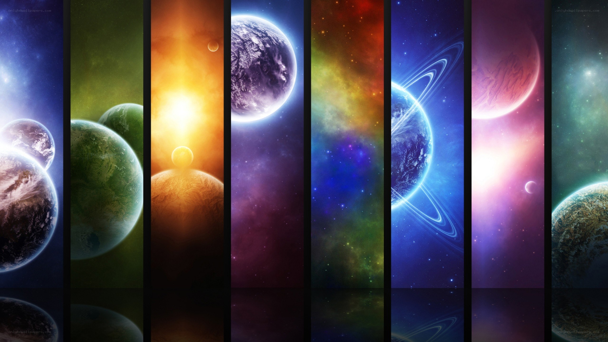 colorful space planets collage