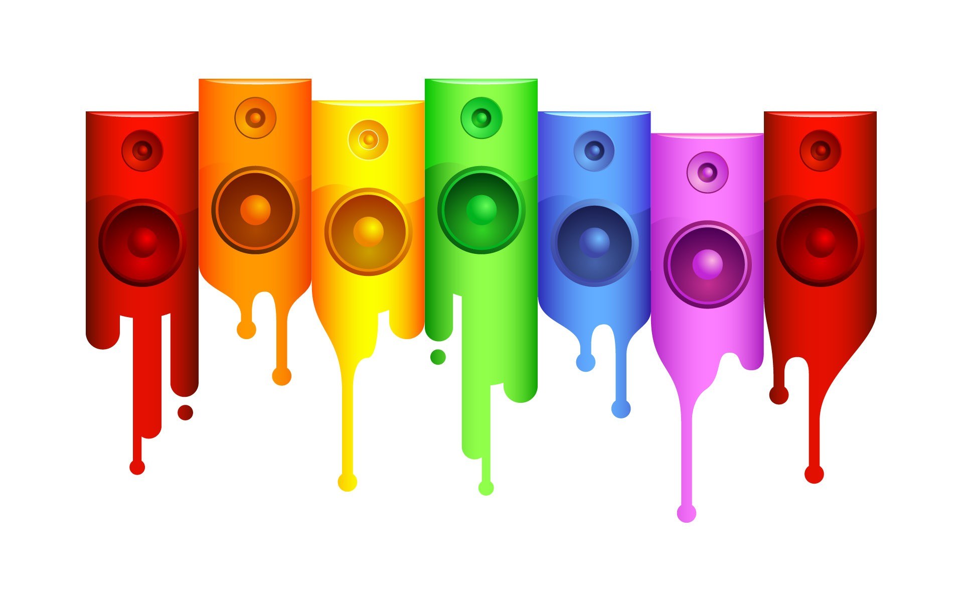 colorful speakers dripping paint