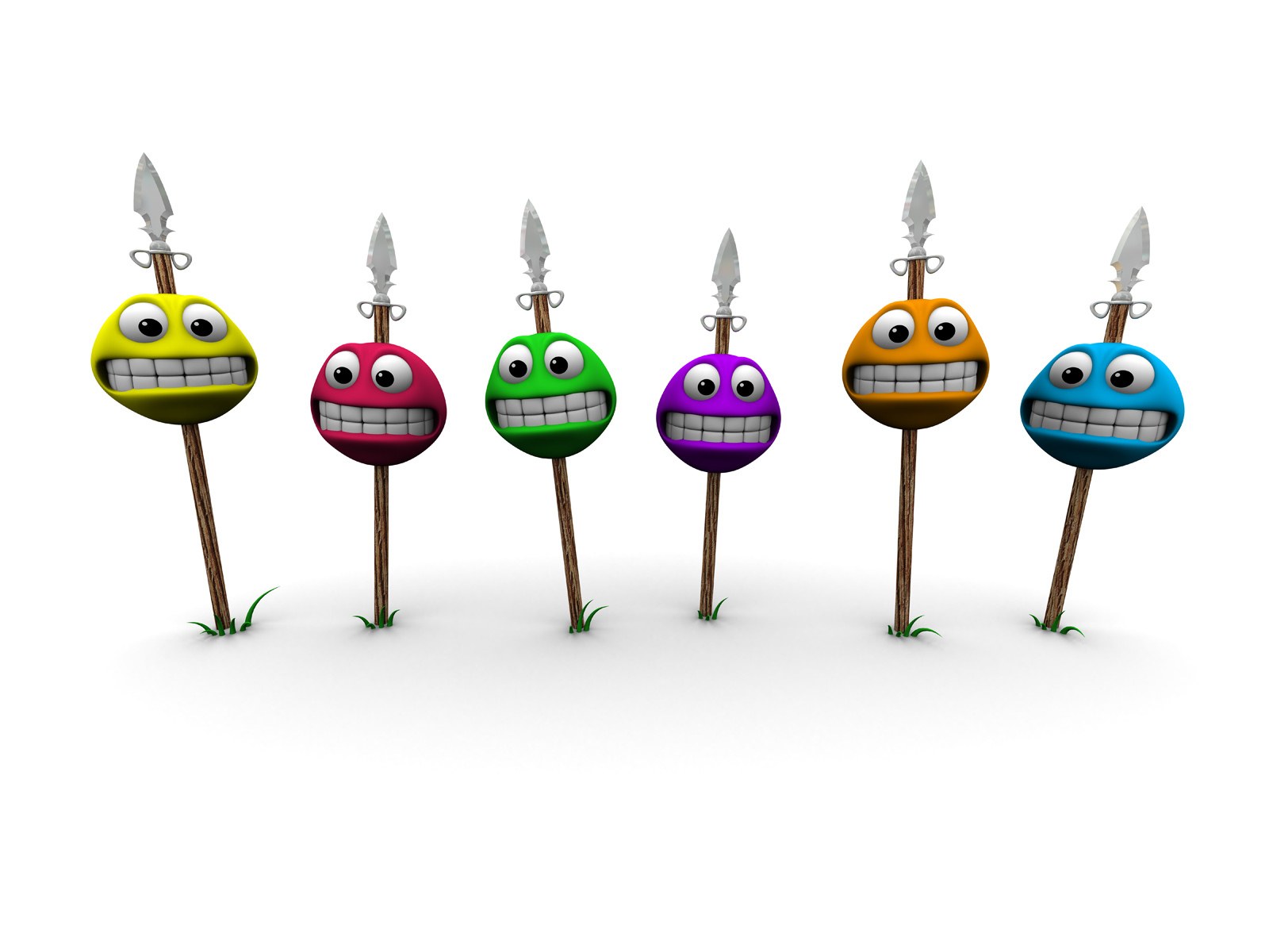 colorful spear-wielding characters