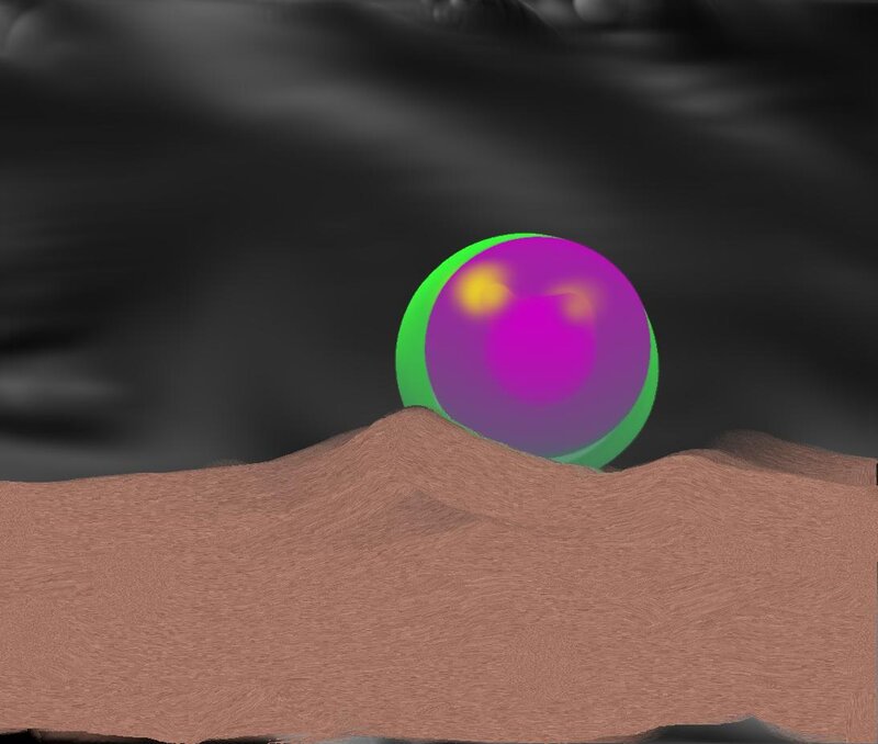 colorful sphere on terrain