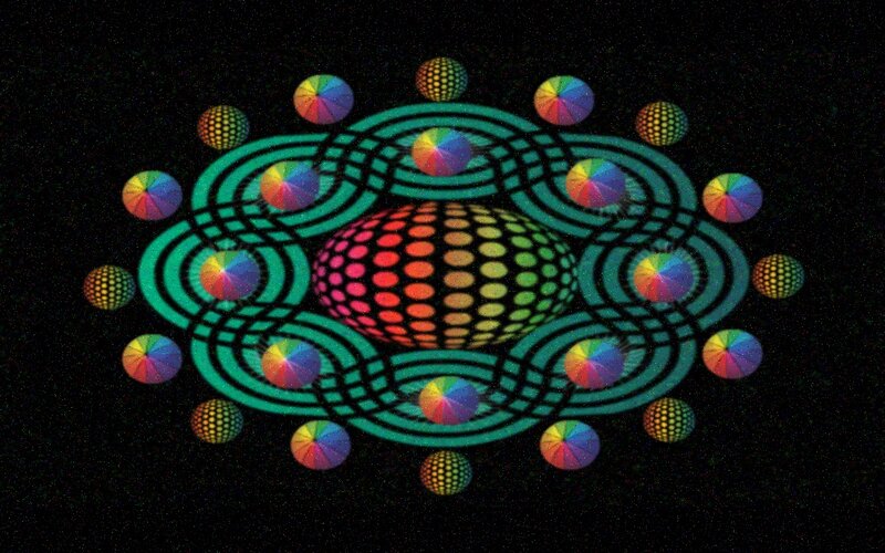 Colorful Sphere Pattern — Black