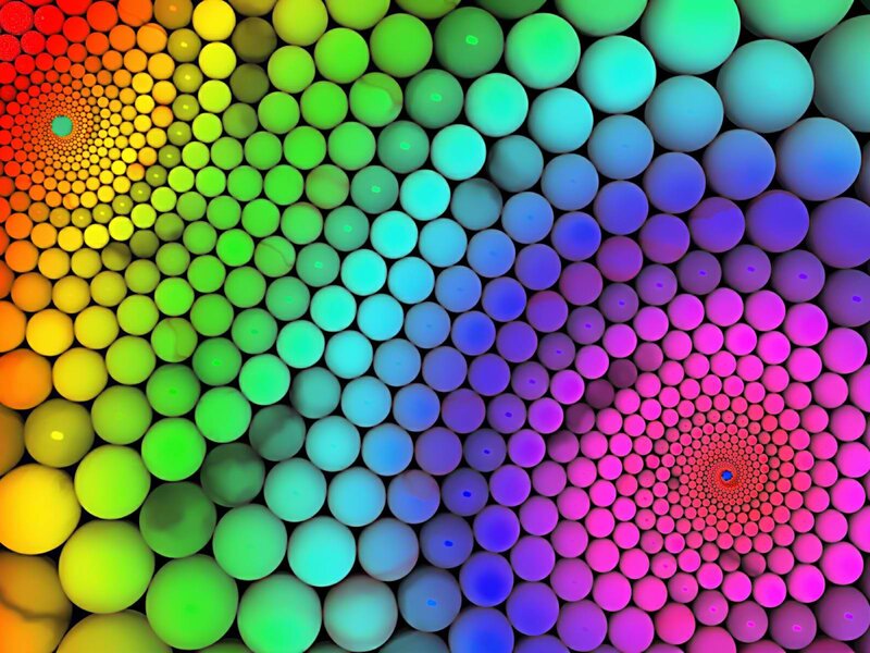 Colorful sphere spiral pattern
