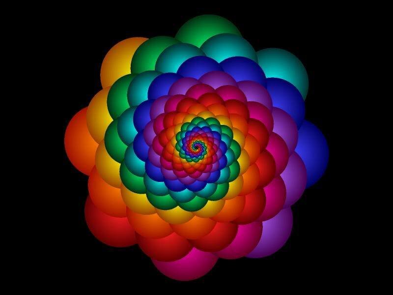 Colorful Sphere Spiral — Red