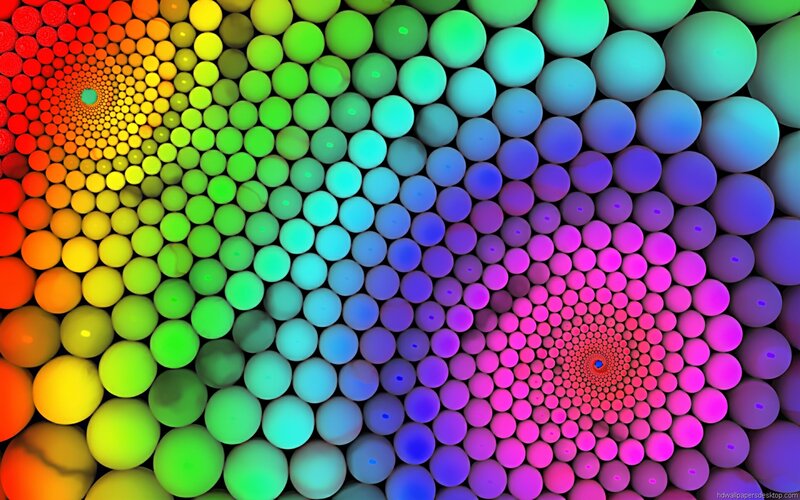 Colorful Sphere Spiral — Red, Vibrant, Abstract
