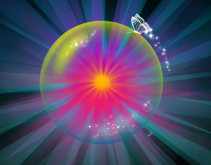 Colorful Sphere with Butterfly