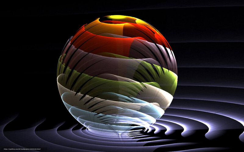 Colorful Sphere with Rings — Black, Abstract, 3d Render