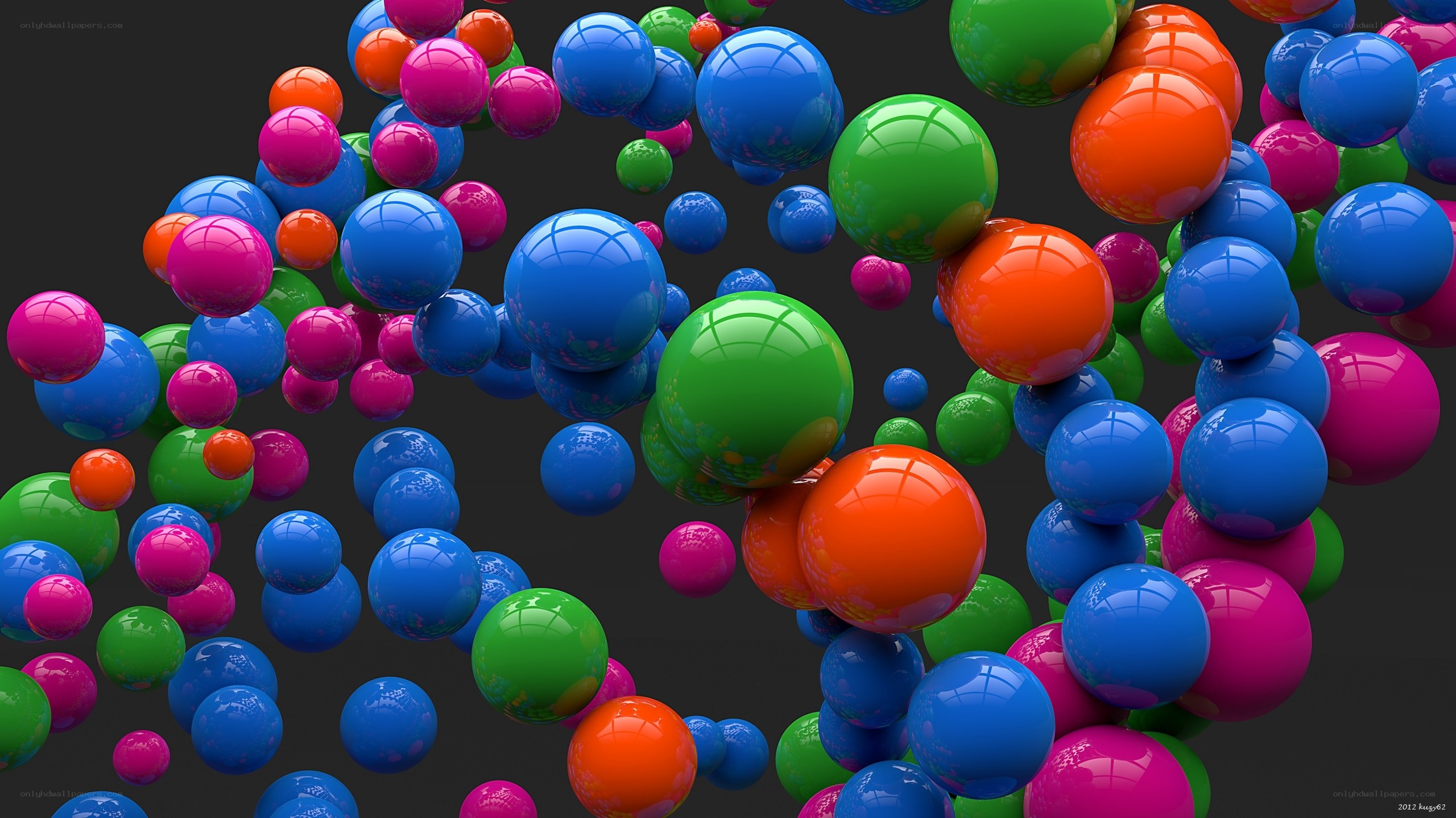 Colorful spheres floating in space