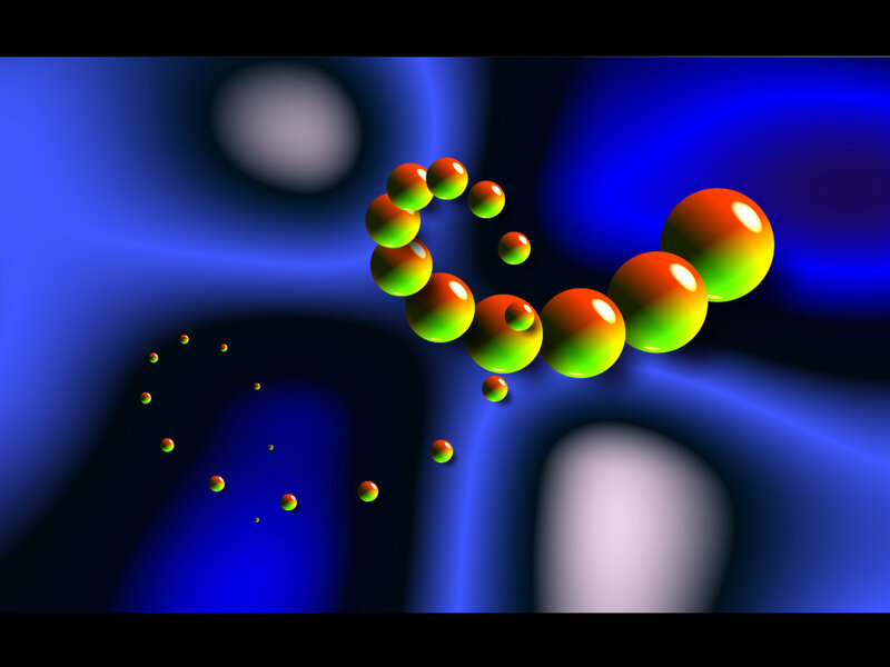 Colorful spheres in a blue void