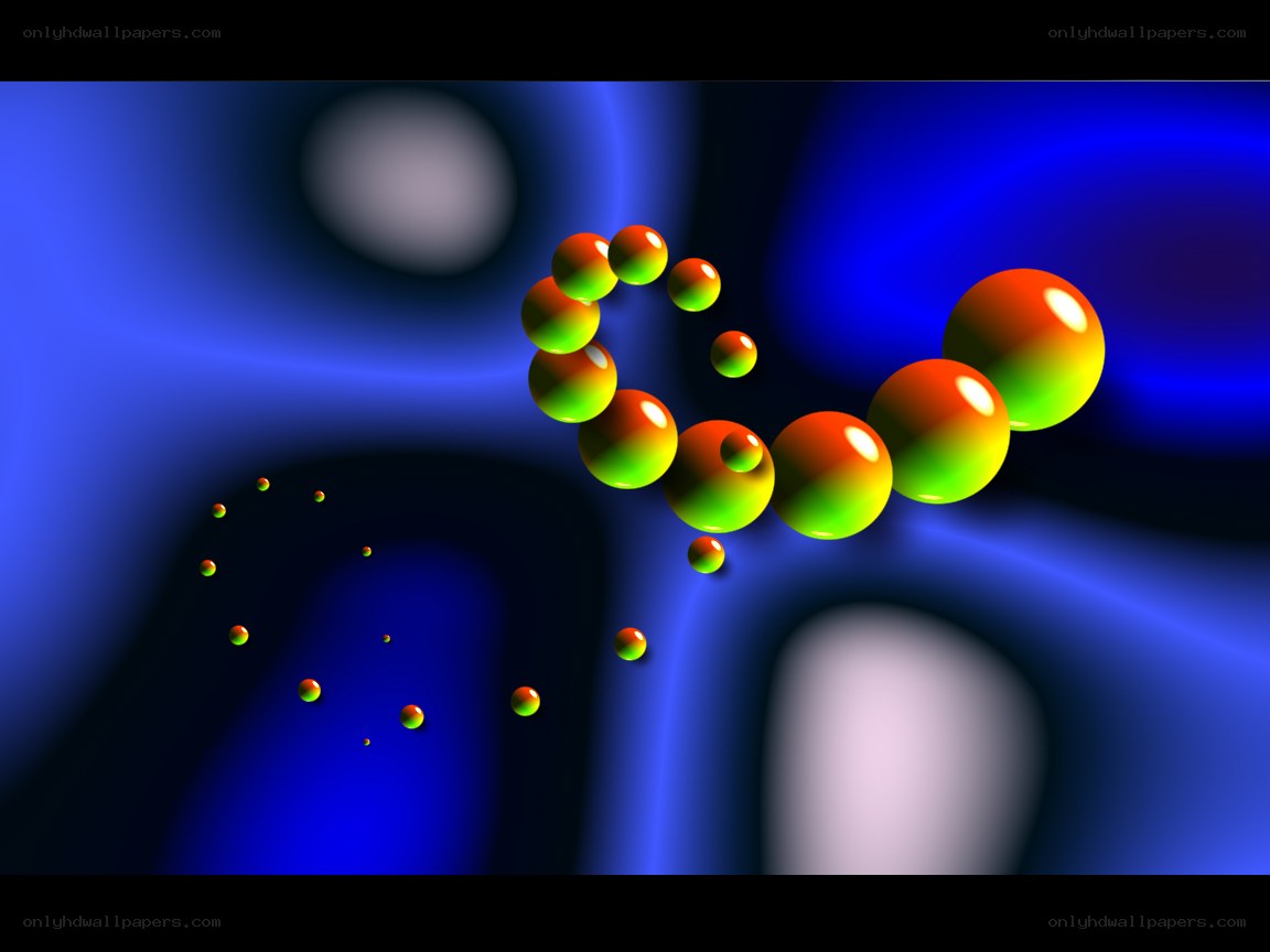 Colorful spheres in a blue void