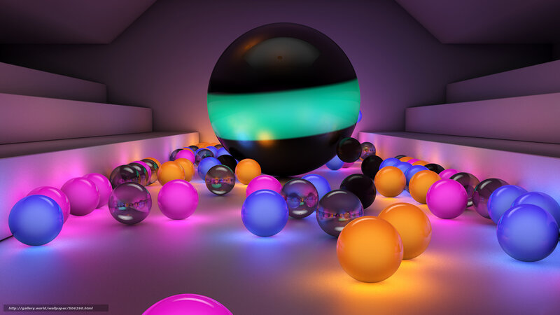 Colorful spheres in a dark room