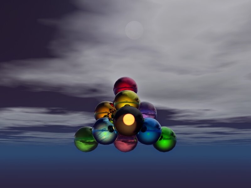 Colorful spheres in a pyramid