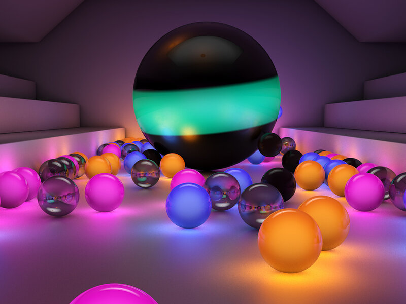 Colorful Spheres in Room
