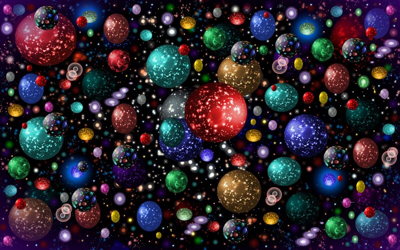 Colorful Spheres in Space — Black, Cosmic