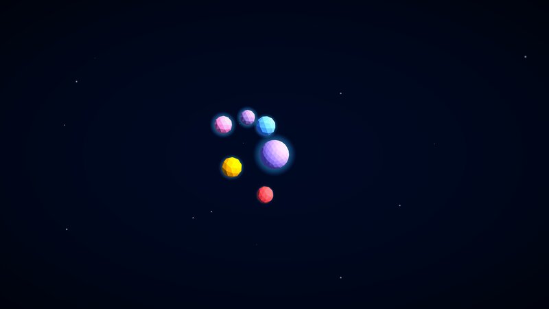 Colorful Spheres in Space — Blue, Serene, Night