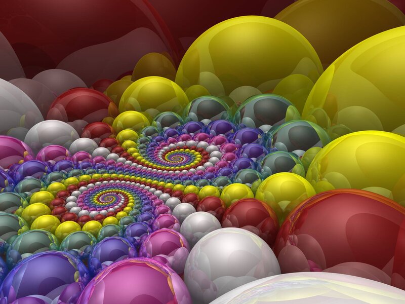 Colorful Spheres in Spiral — Yellow