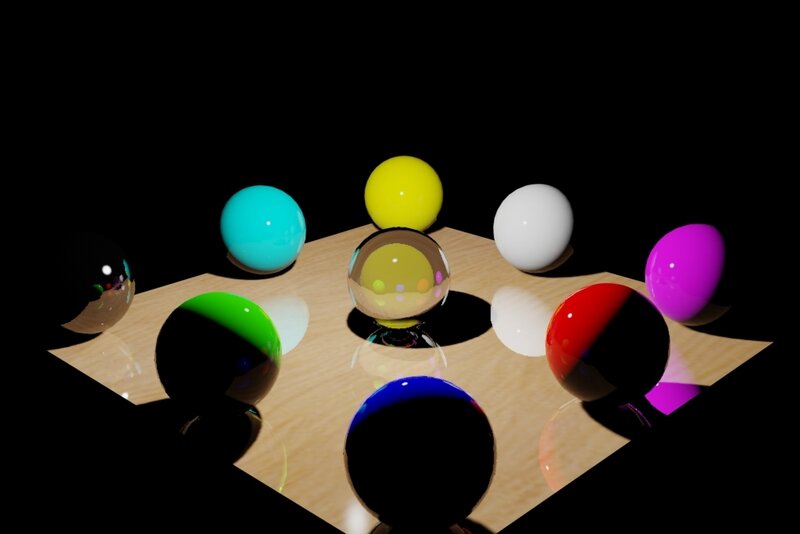 Colorful spheres on a table
