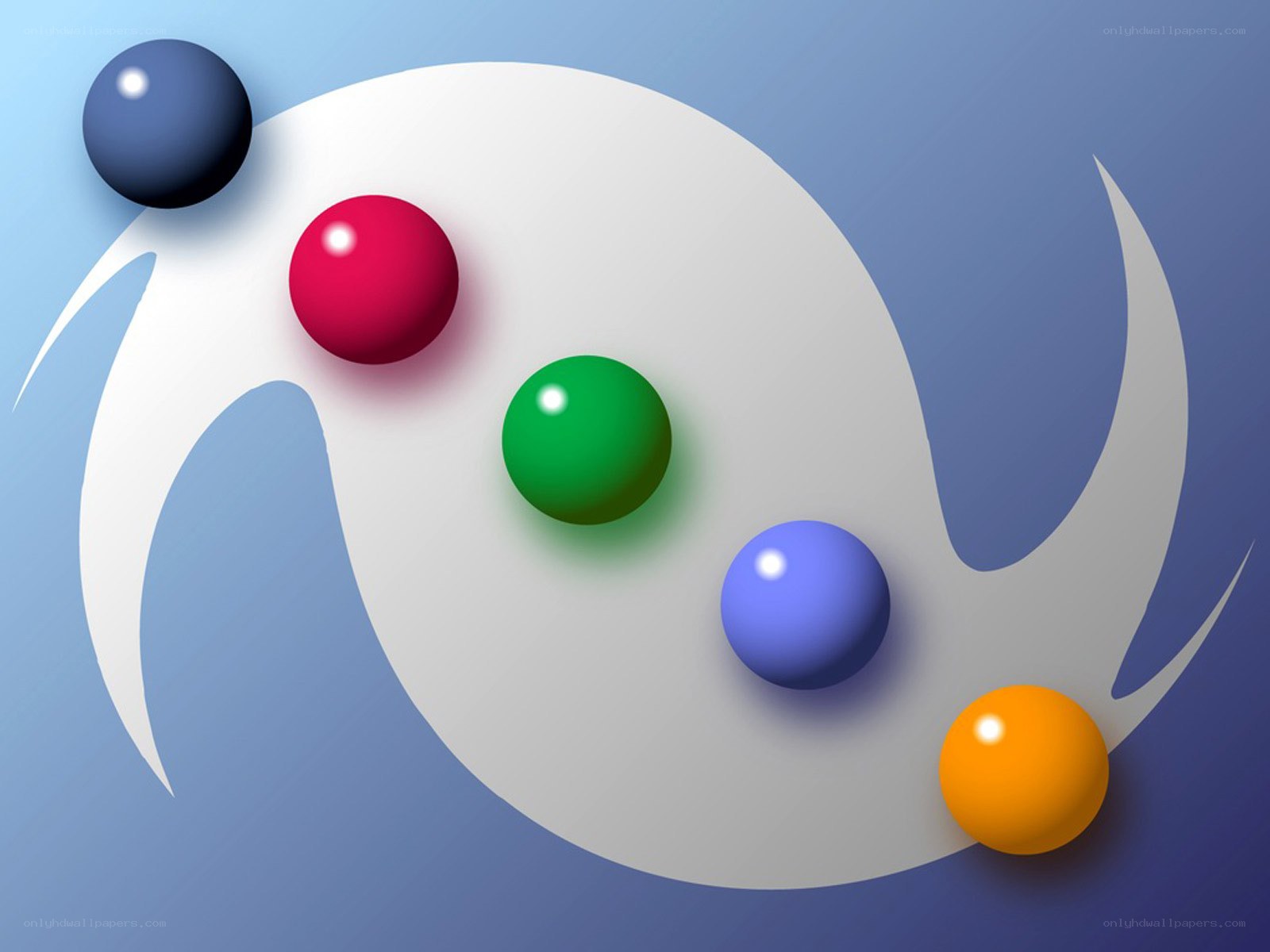 Colorful spheres on abstract shape