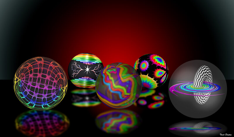 Colorful Spheres on Black — Dramatic