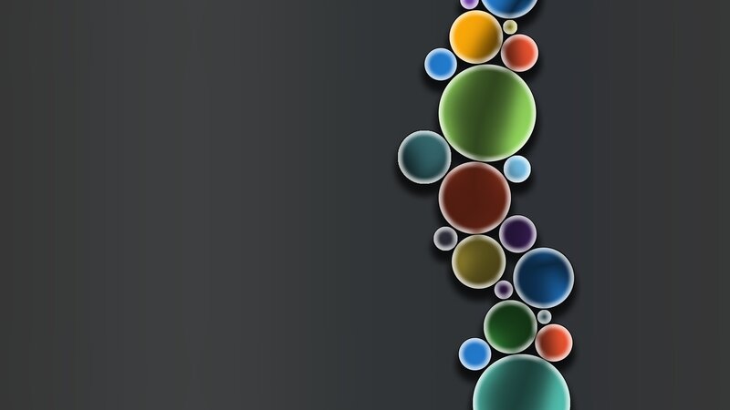 Colorful Spheres on Dark Background — Gray