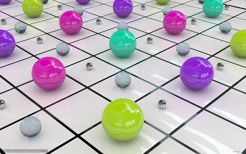 Colorful Spheres on Grid — Green, Calm