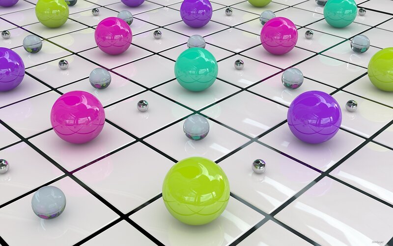 Colorful Spheres on Grid — Green