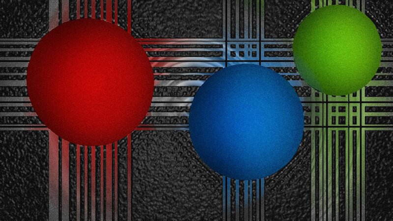 Colorful spheres on patterned background