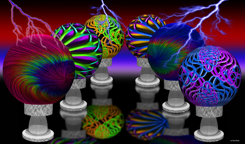 Colorful Spheres on Pedestals — Purple