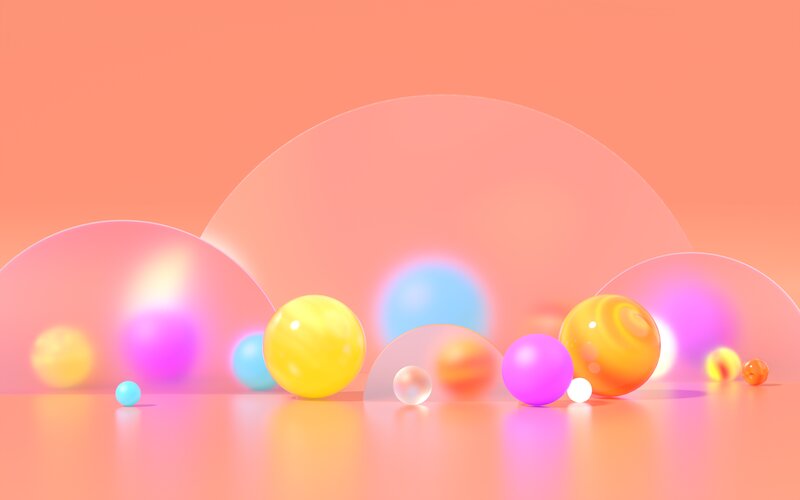 Colorful Spheres on Surface — Pink