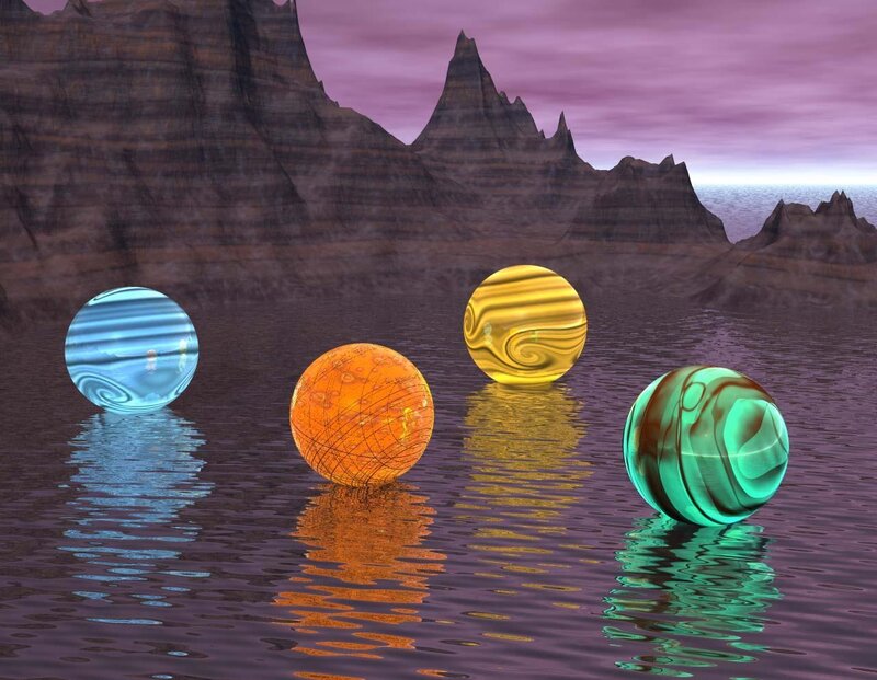 Colorful spheres on water