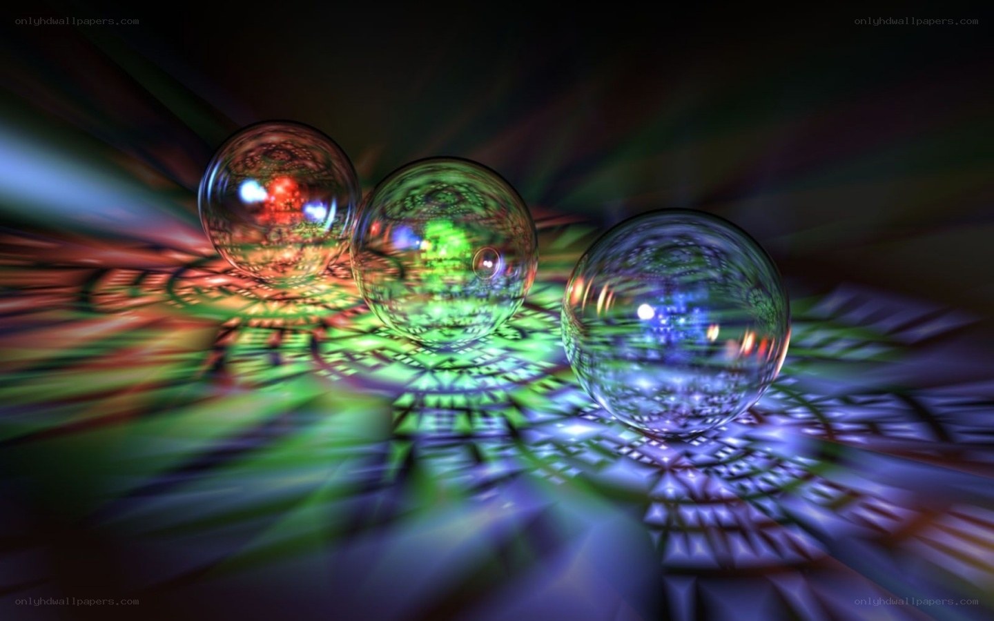 Colorful spheres with light patterns