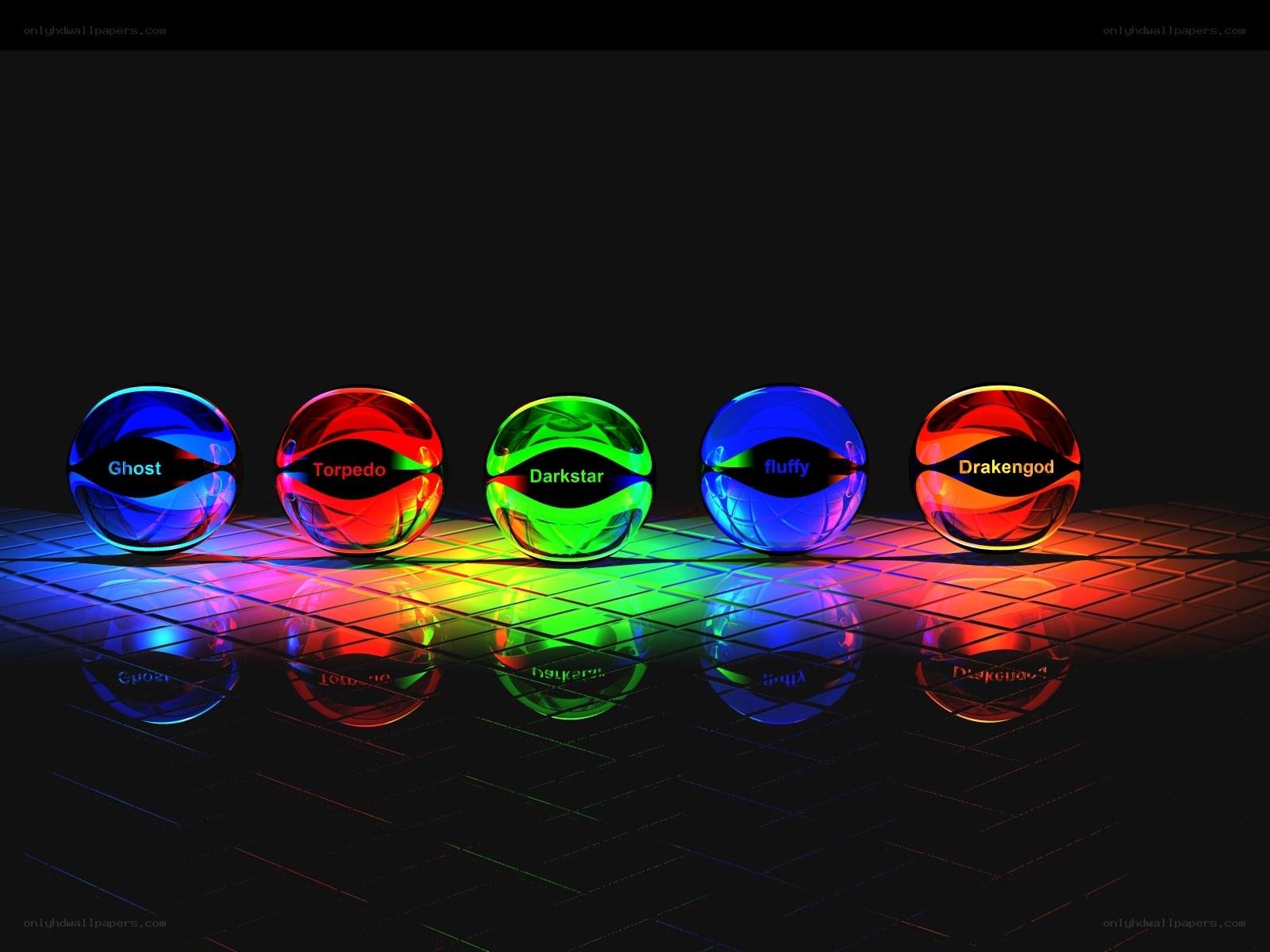 Colorful spheres with names