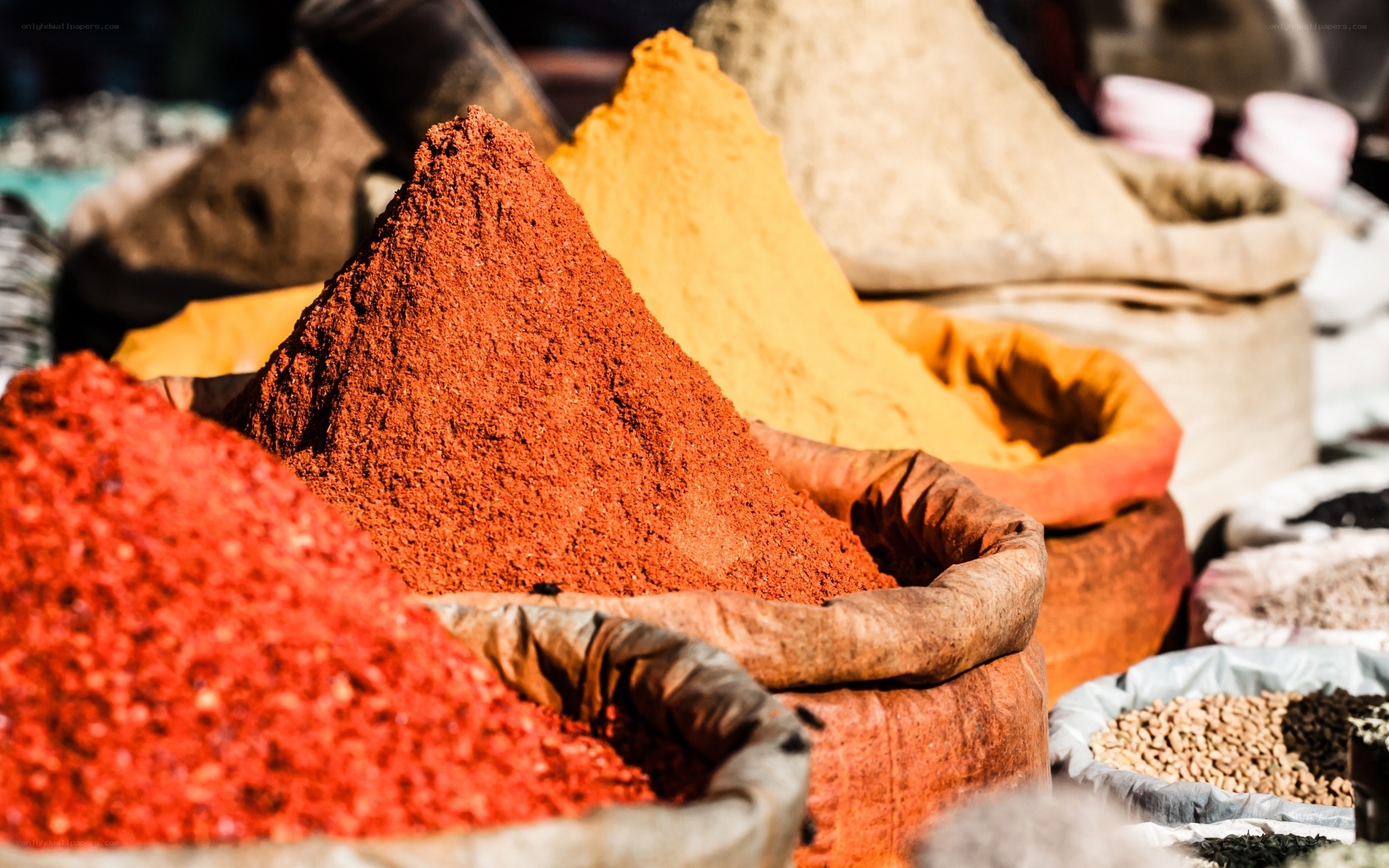 Colorful spices at a market